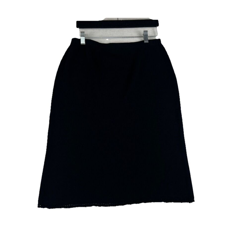 Mercer & Madison Black Midi Skirt Elastic Waist Business Casual/Travel Sz L Wool